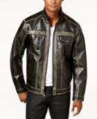 Inc International Concepts Men's Two-tone Faux-leather Bomber Jacket, Created For Macy's