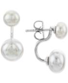 Gray Cultured Freshwater Button Pearl (6 & 9mm) Earring Jackets In Sterling Silver