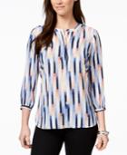 Jm Collection Printed Pleated-back Shirt, Created For Macy's