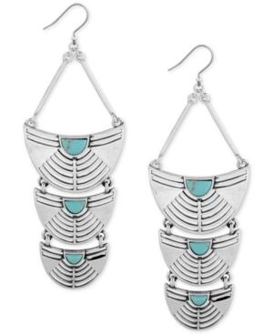 Lucky Brand Silver-tone Stone Cascading Drop Earrings