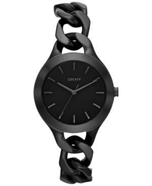 Dkny Women's Chambers Black Ion-plated Stainless Steel Chain Bracelet Watch 36mm Ny2219