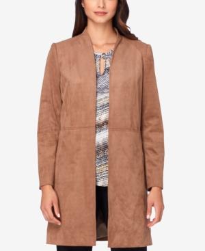 Tahari Asl Long Faux-suede Jacket