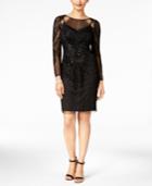 Adrianna Papell Beaded Illusion Cocktail Dress