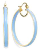Sis By Simone I Smith Blue Enamel Hoop Earrings In 18k Gold Over Sterling Silver