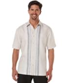 Cubavera Short-sleeve Textured Contrast Striped Shirt