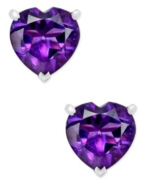 Amethyst Heart Stud Earrings (1-1/4 Ct. T.w.) In Sterling Silver