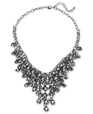 Steve Madden Necklace, Hematite-tone Shaky Crystal Frontal Bib Necklace