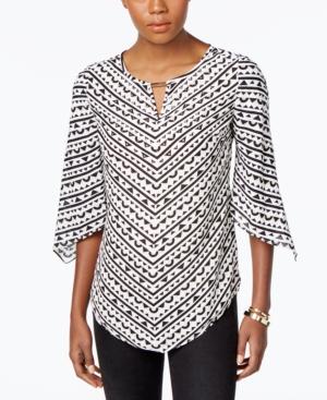 Jm Collection Petite Printed Angel-sleeve Top, Only At Macy's