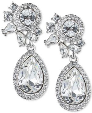 Givenchy Silver-tone Teardrop Crystal And Pave Drop Earrings