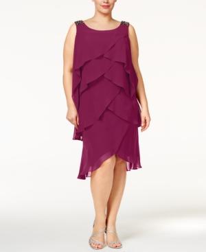 Sl Fashions Plus Size Embellished Tiered Dress