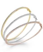 Diamond Bangle Bracelet Trio In 14k Gold Over Sterling Silver And Sterling Silver (1/3 Ct. T.w.)