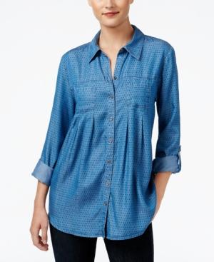 Style & Co. Pleated Denim Shirt, Only At Macy's