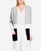 Vince Camuto Open-front Colorblocked Cardigan