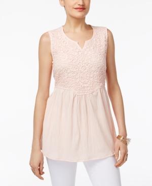 Style & Co. Empire-waist Split-neck Top, Created For Macy's