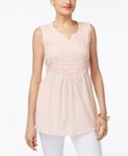Style & Co. Empire-waist Split-neck Top, Created For Macy's