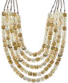 Gold-tone Cubic Beaded Five Layer Necklace