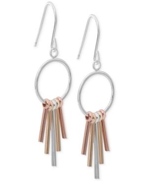 Giani Bernini Tri-tone Stick Drop Earrings In 18k Gold-plate, Rose Gold-plate, And Sterling Silver, Only At Macy's