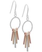 Giani Bernini Tri-tone Stick Drop Earrings In 18k Gold-plate, Rose Gold-plate, And Sterling Silver, Only At Macy's