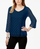 Style & Co. Embroidered Polka-dot Lace Top, Only At Macy's