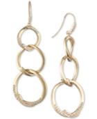 Carolee Gold-tone Pave Triple Link Linear Drop Earrings