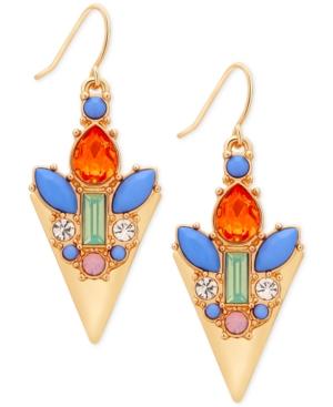Guess Gold-tone Multi-stone Arrowhead Drop Earrings