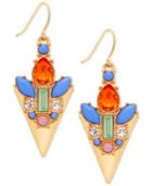 Guess Gold-tone Multi-stone Arrowhead Drop Earrings