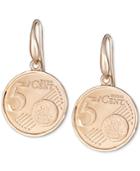Euro-look Coin Drop Earrings In 18k Gold-plated Sterling Silver