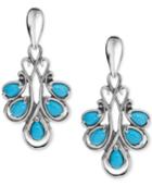 Carolyn Pollack Turquoise Fan Drop Earrings (2 Ct. T.w.) In Sterling Silver