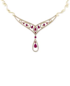 Effy Final Call Ruby (2-1/6 Ct. T.w.) And Diamond (1 Ct. T.w.) Necklace In 14k Gold