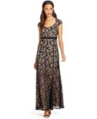 Msk Cap-sleeve Lace Gown