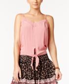 American Rag Tie-front Crochet-trim Top, Created For Macy's