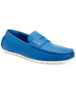 Calvin Klein Men's Ivan Tumbled Leather Penny Driver Loafers Men's Shoes