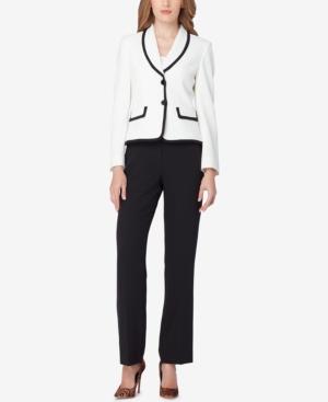 Tahari Asl Petite Shawl-collar Colorblocked Pantsuit