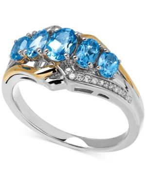 Blue Topaz (1-1/2 Ct. T.w.) And Diamond Accent Ring In 14k Gold And Sterling Silver