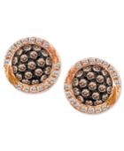Chocolate By Petite Le Vian Chocolate Diamond (3/8 Ct. T.w.) And White Diamond (1/10 Ct. T.w.) Pave Oval Stud Earrings In 14k Rose Gold