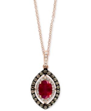 Rosa By Effy Ruby (9/10 Ct. T.w.) And Diamond (1/3 Ct. T.w.) Pendant Necklace In 14k Rose Gold