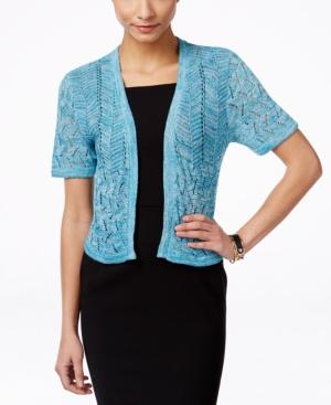 Ny Collection Marled Open-front Cardigan