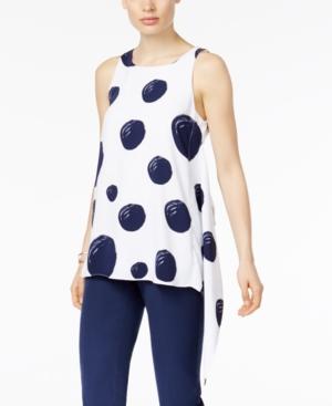 Alfani Petite Dot-print Asymmetrical Top, Only At Macy's