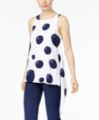 Alfani Petite Dot-print Asymmetrical Top, Only At Macy's