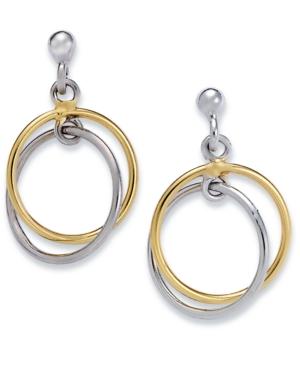 Giani Bernini Sterling Silver And 24k Gold Over Sterling Silver Earrings, Double Drop Earrings