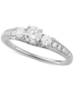 Diamond Trio Engagement Ring (3/4 Ct. T.w.) In 14k White Gold