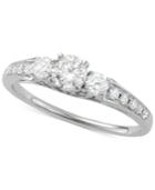 Diamond Trio Engagement Ring (3/4 Ct. T.w.) In 14k White Gold