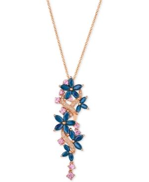 Le Vian Multi-sapphire (3-3/8 Ct. T.w.) & Diamond (1/10 Ct. T.w.) Pendant Necklace In 14k Rose Gold