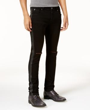 Guess Men's Ripped Tuxedo-stripe Skinny Fit Stretch Jeans