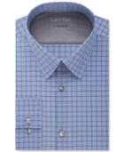 Calvin Klein Men's Extra Slim-fit Stretch Pool Blue Check Dress Shirt