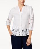 Charter Club Linen Lace-trim Tunic, Only At Macy's