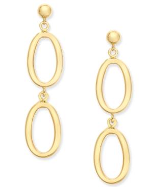 Oval Ring Double Drop Earrings In 14k Gold