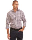 Nautica Big And Tall Long Sleeve Poplin Plaid Casual Shirt