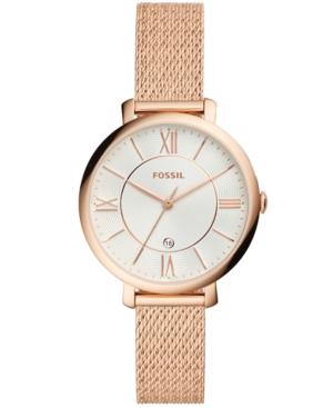 Fossil Women's Jacqueline Rose Gold-tone Stainless Steel Mesh Bracelet Watch 36mm