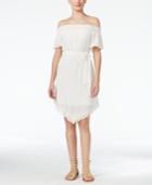 Bcx Juniors' Smocked Off-the-shoulder Crochet Dress